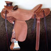 Cow Boss Gullet - 7 -1/2H by 6 - 1/4W by 4, Horn - 3 by 3 inch Round Horn, 94 degree Quarter Horse bars,7/8ths full in skirt riggin, 16 - 1/4 inch seat Cheyenne Roll - 1 - 3/4 inch and decorated with Valleys' Sheridan floral tooling pattern dallied by Valleys' Vaquero Lace border.